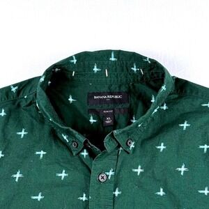 Banana Republic Slim Fit Button Down Short Sleeve Cross Shirt- Men's XL